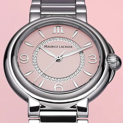 Maurice Lacroix Fiaba Lady Date 32mm Quartz Steel Diamonds Pink FA1104-SS002-F20-1