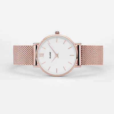 Cluse Minuit Mesh Rose Gold White CW0101203001