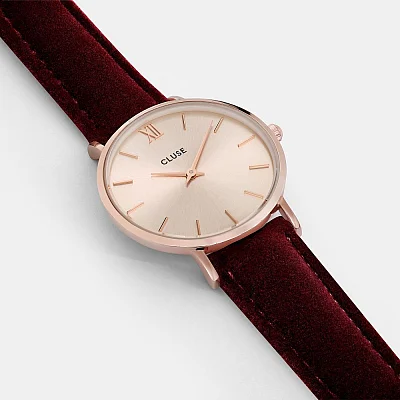 Cluse Minuit Rose Gold Red Velvet CL30042