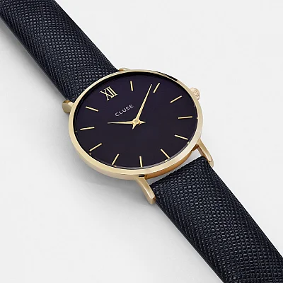 Cluse Minuit Yellow Gold Midnight Blue CL30014
