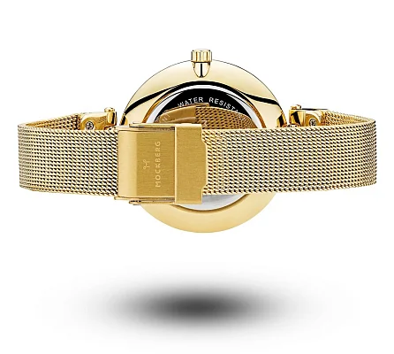Mockberg Livia White Dial Yellow Gold Mesh MO1601