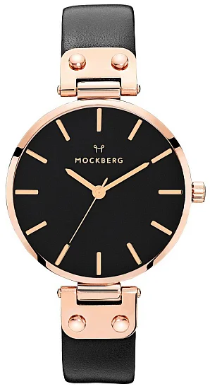 Mockberg Sigrid Black Dial Rose Gold Black Leather MO110