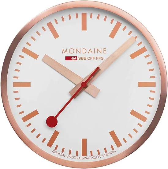 Mondaine Zegar Ścienny Okrągły Miedziany A990CLOCK18SBK