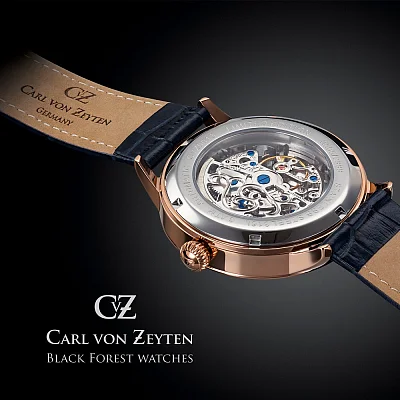 Carl von Zeyten Triberg Automatic Skeleton Rose Gold PVD Limited Edition Sapphire CVZ0013RBLS