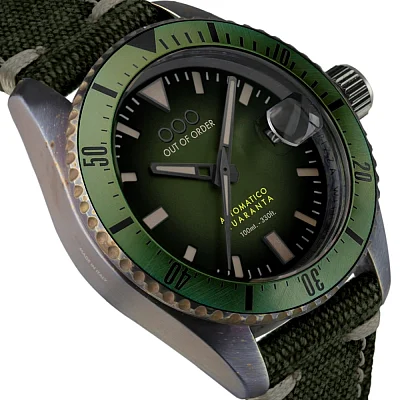 OUT OF ORDER Automatico Quaranta Green Canvas Strap OOO.001-21.VE.CA