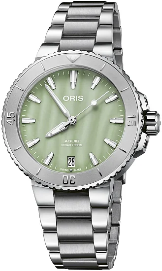 Oris Aquis Lady Date Relief Green Mother of Pearl 01 733 7770 4157-07 8 18 05P