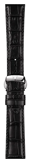 Paski i części Pasek Skórzany Tissot Czarny 21mm z Zapięciem Motylkowym Bridgeport T600037526