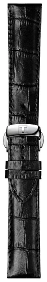 Paski i części Pasek Skórzany Tissot Czarny 20mm z Zapięciem Motylkowym Bridgeport T600035946