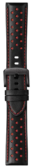Paski i części Pasek Skórzany Tissot Czarno-Czerwony 22mm Chrono XL Chicago Bulls T600041551