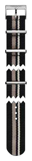 Paski i części Pasek Materiałowy Tissot NATO Czarno-Szary 19mm Quickster T604038956