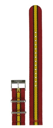 Paski i części Pasek Materiałowy Tissot NATO Czerwono-Żółty 19mm Quickster Miami Heat T604038539