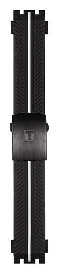 Paski i części Pasek Gumowy Tissot Czarno-Biały 21mm z Zapięciem Motylkowym T-Race T603040179