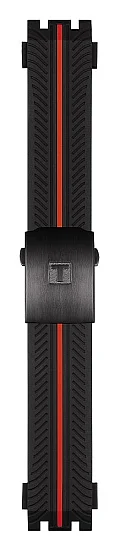 Paski i części Pasek Gumowy Tissot Czarno-Czerwony 21mm z Zapięciem Motylkowym T-Race T603040173