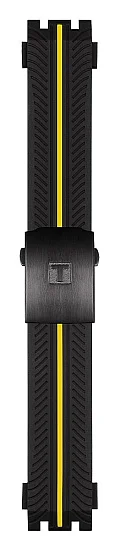 Paski i części Pasek Gumowy Tissot Czarno-Żółty 21mm z Zapięciem Motylkowym T-Race T603040165