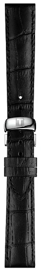 Paski i części Pasek Skórzany Tissot Czarny 16mm z Zapięciem Motylkowym Tradition T600035978