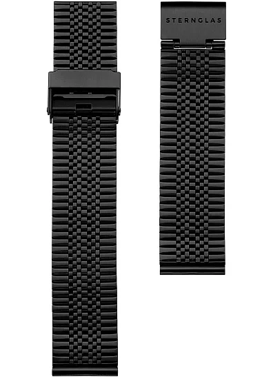 Paski i części Bransoleta Sternglas SuperSlim 20mm Czarna S03-ME11