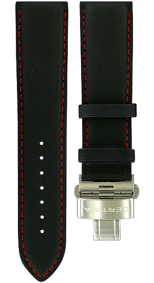 Paski i części Pasek Skórzany Certina Czarny 22mm z Zapięciem Motylkowym DS-2 Flyback C600020326
