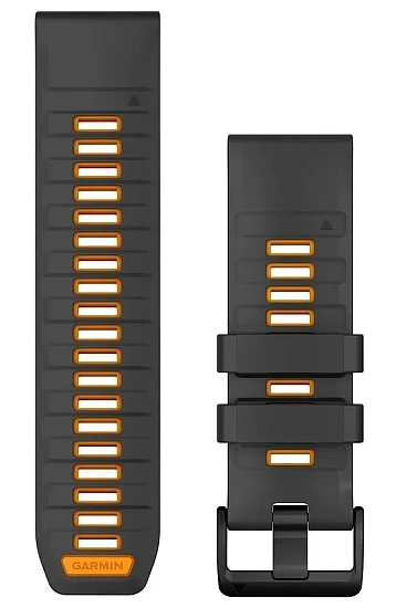 Paski i części Pasek Garmin QuickFit 26mm Fenix, Epix, Quatix 51mm Grafitowy/Pomarańczowy Gumowy 010-13393-05