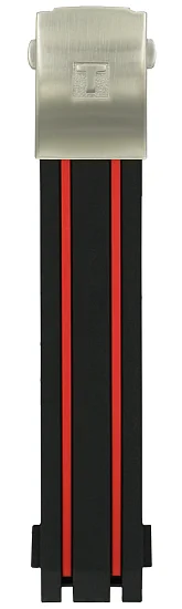 Paski i części Pasek Gumowy Tissot Czarno-Czerwony 21mm T-Race z Zapięciem Motylkowym T603036566