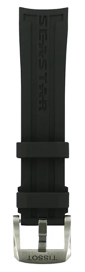 Paski i części Pasek Gumowy Tissot Czarny 19mm Seastar T603031421