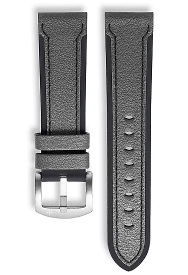 Paski i części Pasek Venezianico Hybrydowy Szaro-Czarny 22mm Czarno-Szary LS39003