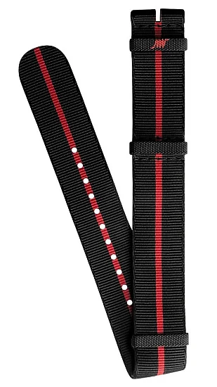 Paski i części Pasek Materiałowy Longines NATO Czarno-Czerwony 21mm Ultra-Chron L682166500