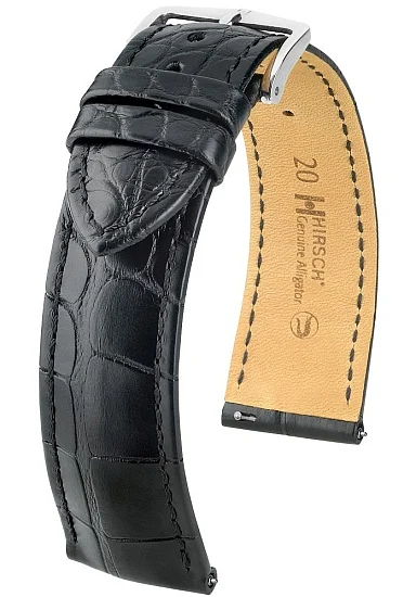 Paski i części Pasek Skórzany Egzotyczny Hirsch Genuine Alligator M Czarny 10200759