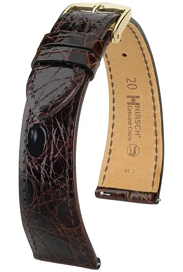 Paski i części Pasek Skórzany Egzotyczny Hirsch Genuine Croco Krokodyl M Brązowy 18900810