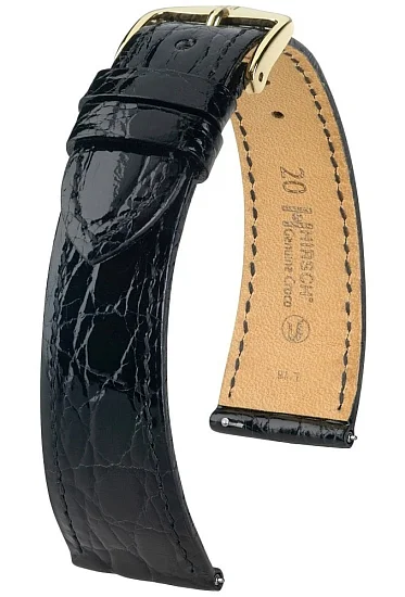 Paski i części Pasek Skórzany Egzotyczny Hirsch Genuine Croco M Czarny Krokodyl 18900850