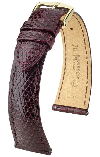 Paski i części Pasek Skórzany Egzotyczny Hirsch London Lizard M Burgundowy 04266060