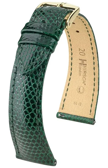 Paski i części Pasek Skórzany Egzotyczny Hirsch London Lizard M Zielony 04266040