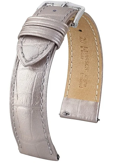 Paski i części Pasek Skórzany Hirsch Duke M Metallic Srebrny 01027130