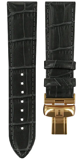 Paski i części Pasek Skórzany Tissot Antracytowy 20mm Tradition z Zapięciem Motylkowym T600037721
