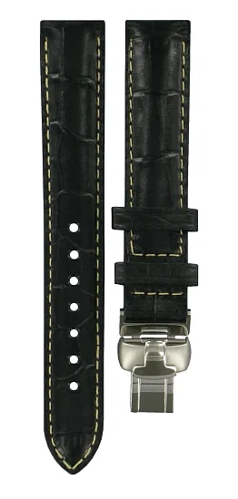 Paski i części Pasek Skórzany Tissot Czarny 15mm Generosi-T z Zapięciem Motylkowym T600027412