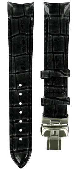 Paski i części Pasek Skórzany Tissot Czarny 18mm Couturier Lady z Zapięciem Motylkowym T600032633