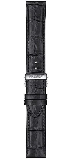 Paski i części Pasek Skórzany Tissot Czarny 21mm z Zapięciem Motylkowym Visodate T600045452