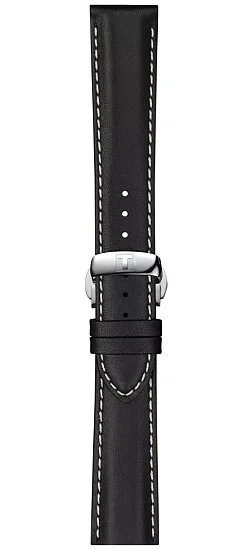 Paski i części Pasek Skórzany Tissot Czarny 20mm z Zapięciem Motylkowym Gentelman T600043750