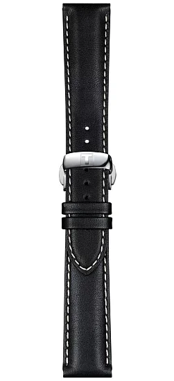 Paski i części Pasek Skórzany Tissot Czarny 20mm z Zapięciem Motylkowym Gentelman T600045690