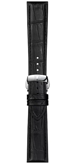 Paski i części Pasek Skórzany Tissot Czarny 21mm z Zapięciem Motylkowym Gentelman T600045397