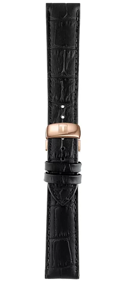 Paski i części Pasek Skórzany Tissot Czarny 20mm z Zapięciem Motylkowym Tradition T600037906