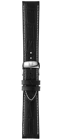 Paski i części Pasek Skórzany Tissot Czarny 20mm z Zapięciem Motylkowym Tradition T600031121