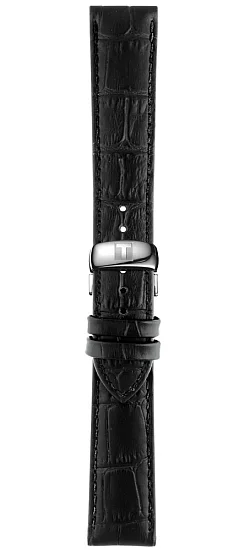 Paski i części Pasek Skórzany Tissot Czarny 20mm z Zapięciem Motylkowym Tradition T600031944