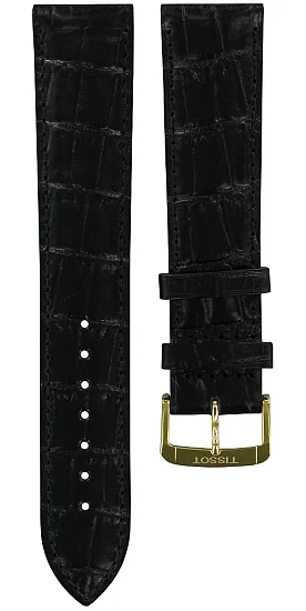 Paski i części Pasek Skórzany Tissot Czarny 20mm Goldrun T600037759