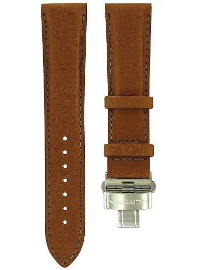 Paski i części Pasek Skórzany Certina Brązowy 20mm z Zapięciem Motylkowym DS-8, DS Action C600021299