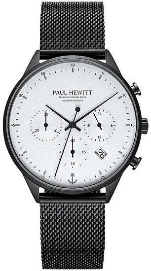 Paul Hewitt Chrono Line Solar White Dial Black Mesh PH-W-0300