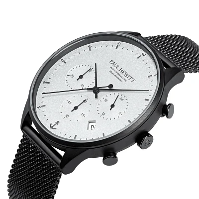 Paul Hewitt Chrono Line Solar White Dial Black Mesh PH-W-0300