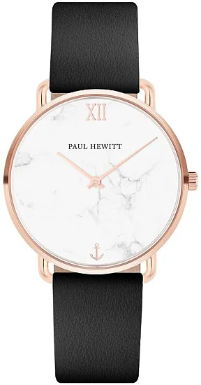Paul Hewitt Miss Ocean Line Rose Gold Marble Leather Black PH-M-R-M-32S