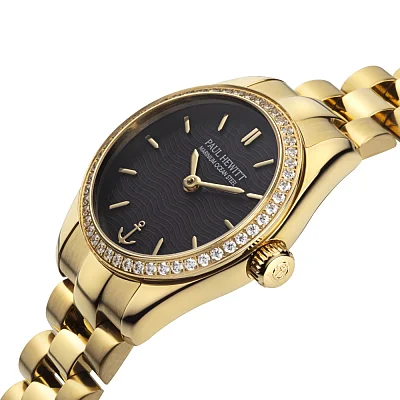Paul Hewitt Petit Soleil Solar Black Dial Gold Bracelet PH-W-1179