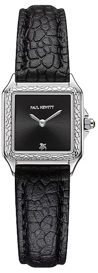 Paul Hewitt Petite Soleil Tortue Black Dial Black Leather Strap PH-W-2021