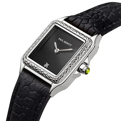 Paul Hewitt Petite Soleil Tortue Black Dial Black Leather Strap PH-W-2021